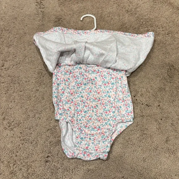 Carter's Pink and Blue Floral Baby Dress with Coordinating Sweater (Size: 6 mo) - Picture 7 of 10